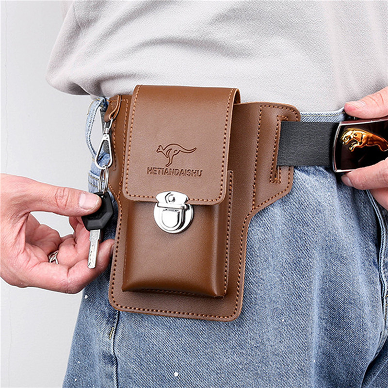 Leather Wallet Men - Bolsa para cinto de telefone para