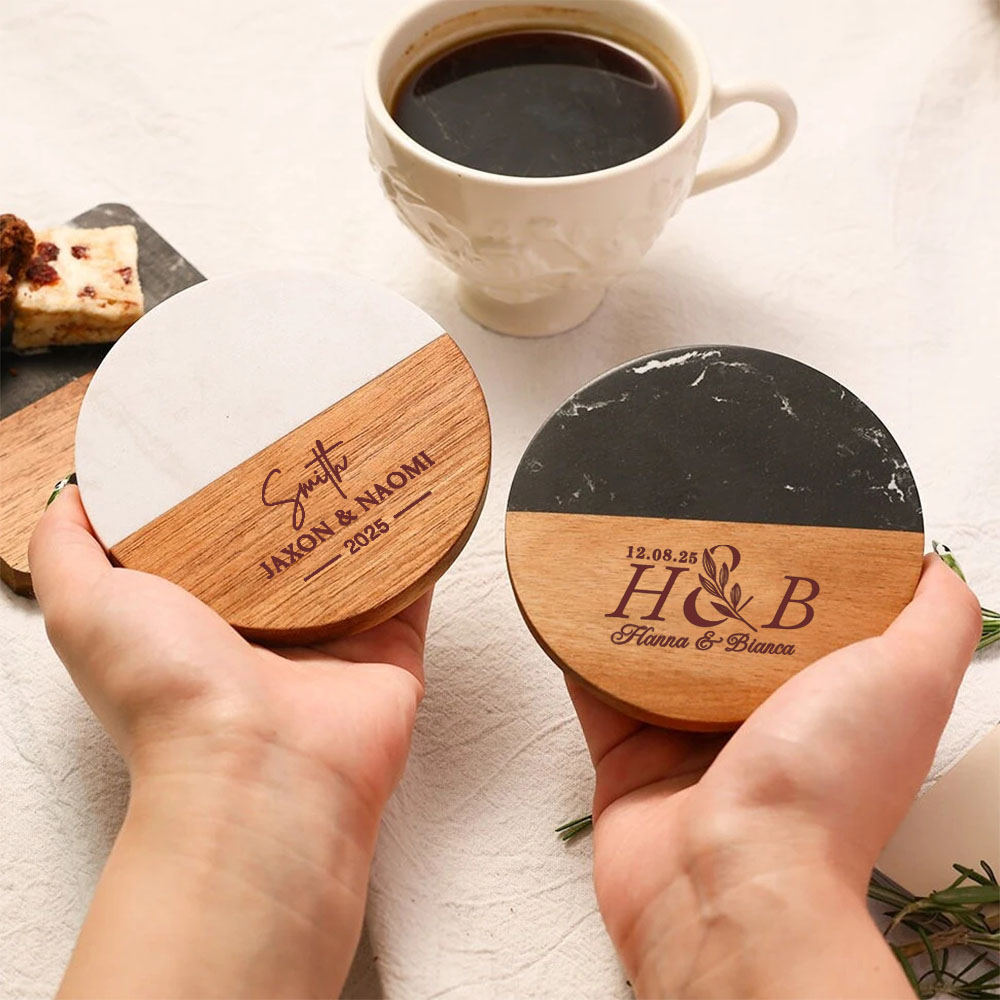 Marble Coaster Set - Conjunto de porta-copos de mármore personalizado,