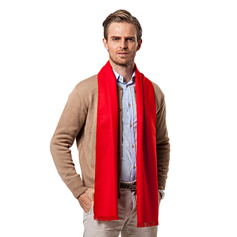 Cashmere Scarf - Lenço vermelho monocromático masculino, marca de