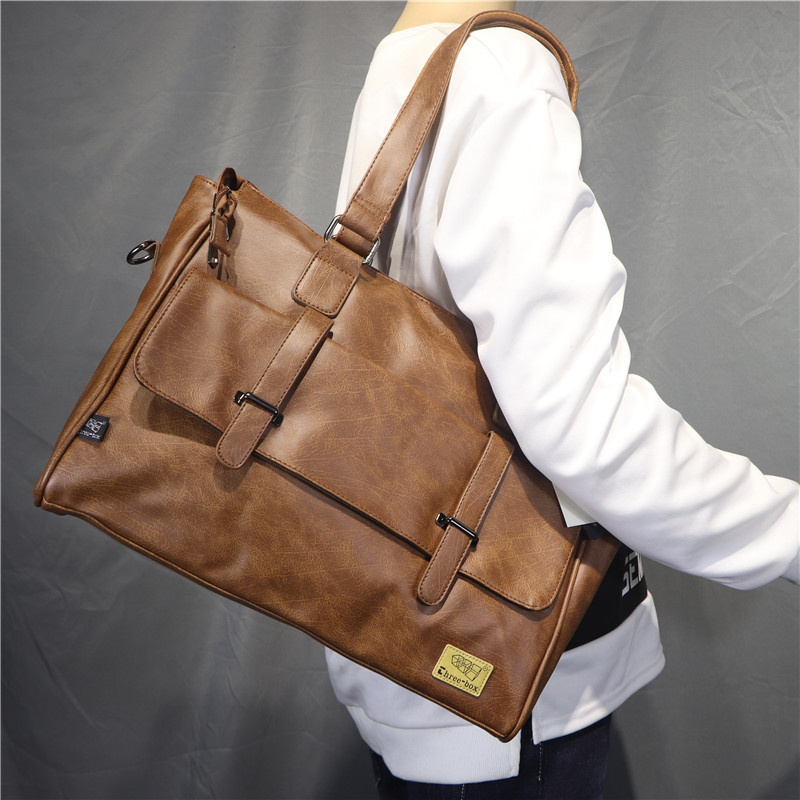 Leather Briefcase - Bolsa de ombro de couro coreana,