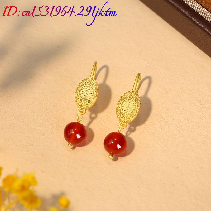Brincos de Jade Vermelho Natur - Gold Plated Jewelry avaliação e preço