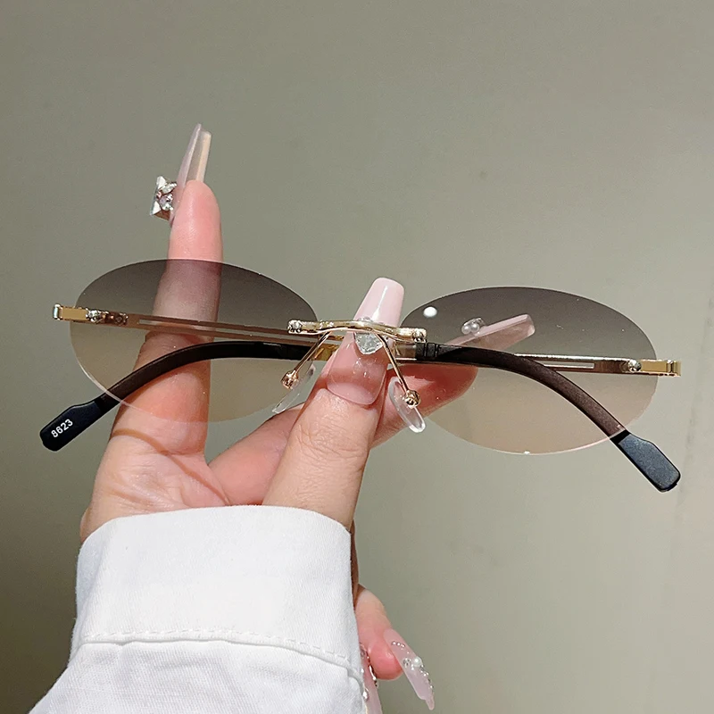 Óculos de sol ovais sem armaçã - Designer Sunglasses avaliação e preço