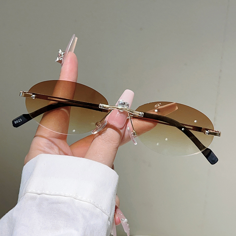 Óculos de sol ovais sem armaçã - Designer Sunglasses avaliação e preço