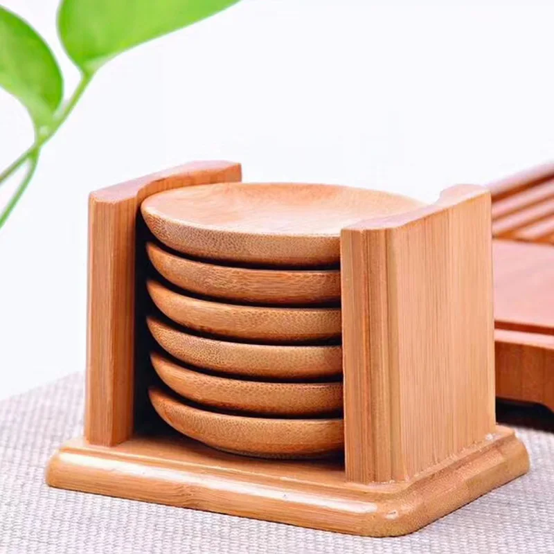 Coaster De Bambu Em Forma Redo - Marble Coaster Set avaliação e preço