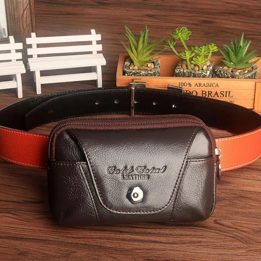 Bolsa de cintura para celular/ - Leather Wallet Men avaliação e preço