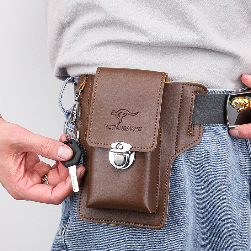 Bolsa de Cintura Masculina de  - Leather Wallet Men avaliação e preço