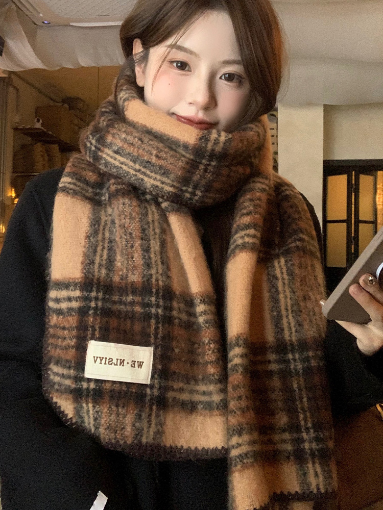Cachecol xadrez marrom unissex - Cashmere Scarf avaliação e preço