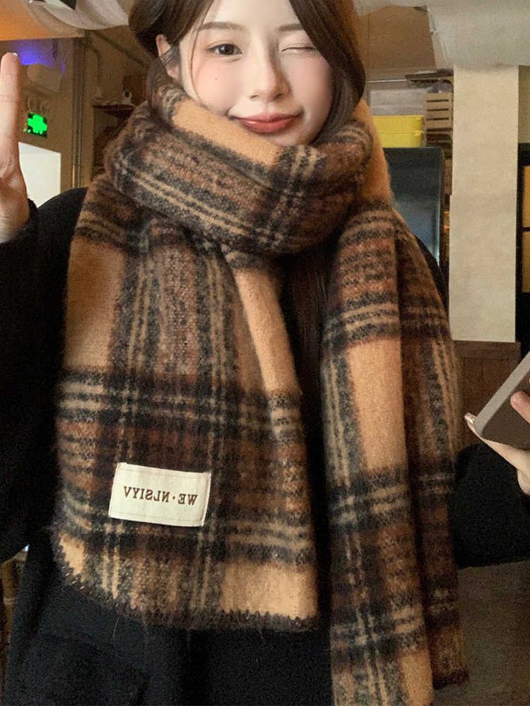 Cachecol xadrez marrom unissex - Cashmere Scarf avaliação e preço