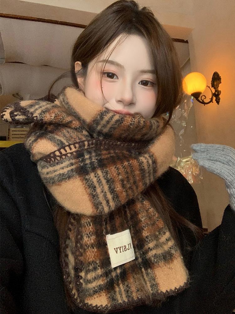 Cachecol xadrez marrom unissex - Cashmere Scarf avaliação e preço