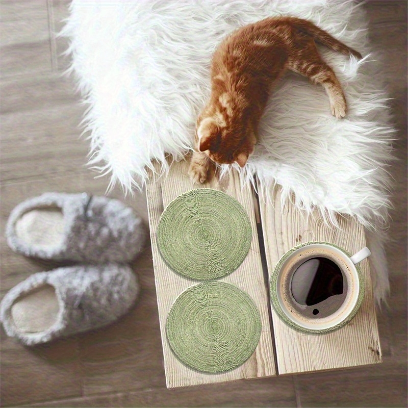 6 pçs 4in redondo retro verde  - Marble Coaster Set avaliação e preço